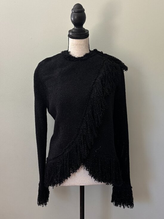 Zara Sweaters - Zara Studio Black Fringe Trim Sweater Small NWT